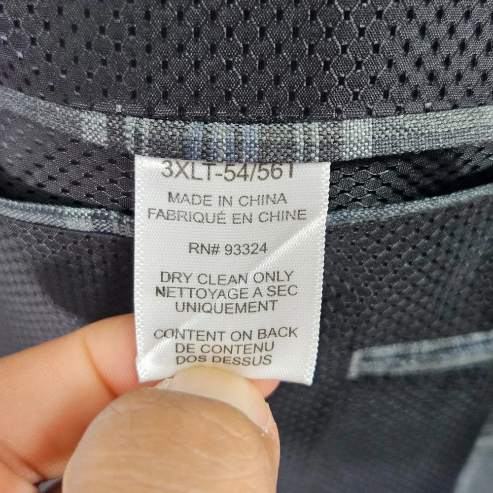 Oak Hill Men's Sport Coat Blazer Two Button Gray Plaid Linen Blend Size 3XLT